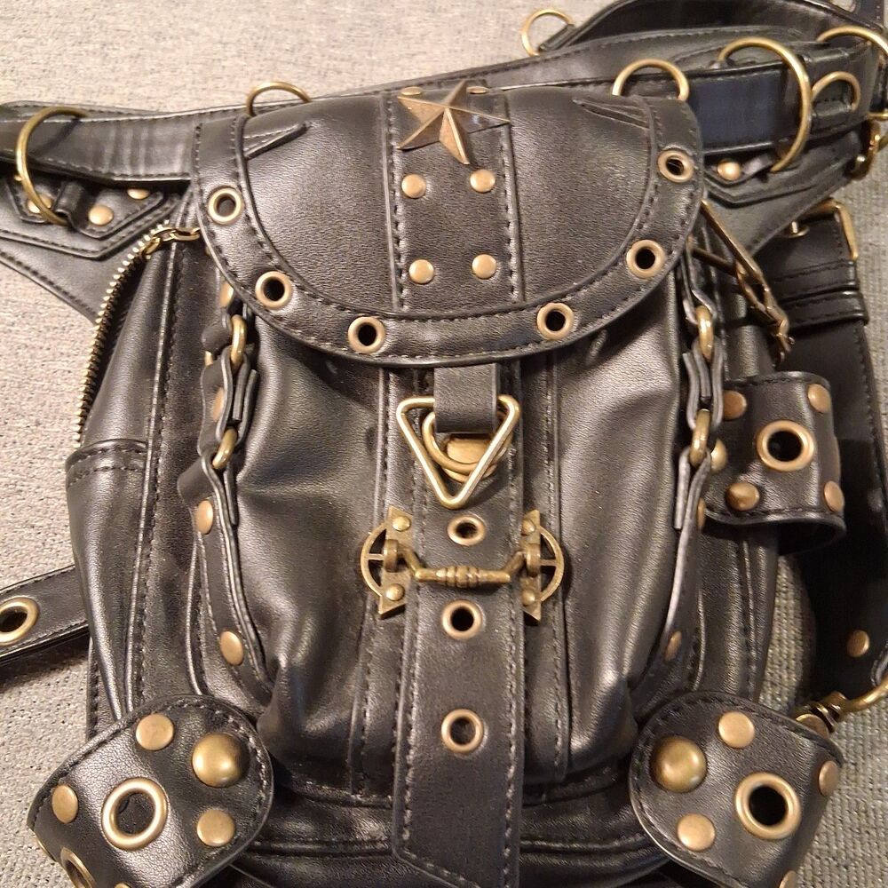 Steampunk Waist Bag Faux-leather Motorcycle Shoulder Bag Satchels Leg Hip Pack